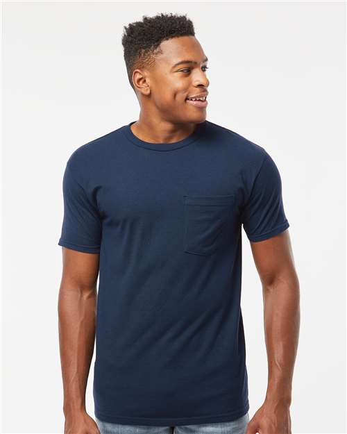 Tultex 293 Unisex Heavyweight Jersey Pocket T-Shirt - Front view