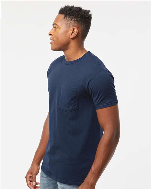 Tultex 293 Unisex Heavyweight Jersey Pocket T-Shirt - Side view