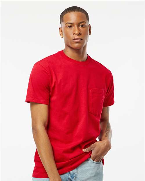 Tultex 293 Unisex Heavyweight Jersey Pocket T-Shirt - Front view