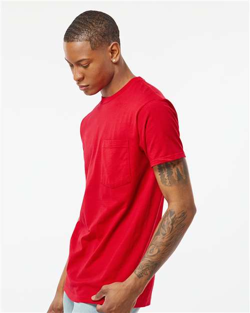 Tultex 293 Unisex Heavyweight Jersey Pocket T-Shirt - Side view