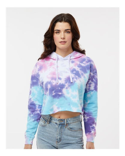 Colortone 8333 Women's Tie-Dyed Crop Hooded Sweatshirt - Front view