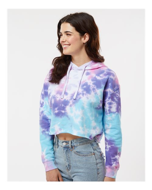 Colortone 8333 Women's Tie-Dyed Crop Hooded Sweatshirt - Side view