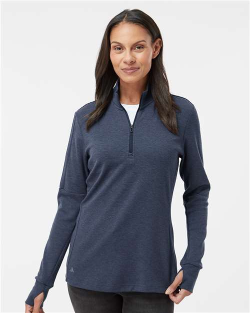 Adidas A555 Women's 3-Stripes Quarter-Zip Sweater Pullover - Front view
