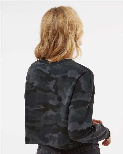Independent Trading Co. AFX24CRP Women's Lightweight Crop Crewneck Sweatshirt - Back view