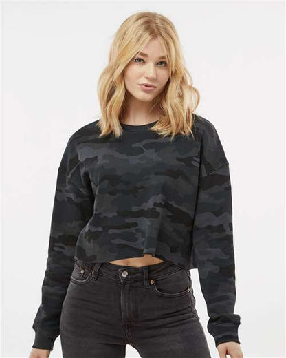 Independent Trading Co. AFX24CRP Women's Lightweight Crop Crewneck Sweatshirt - Front view