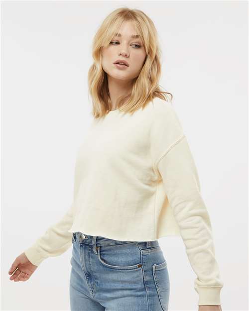 Independent Trading Co. AFX24CRP Women's Lightweight Crop Crewneck Sweatshirt - Side view