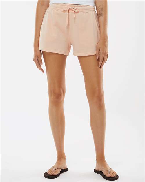 Independent Trading Co. PRM20SRT Women?s Lightweight California Wave Wash Fleece Shorts - Front view