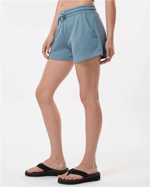 Independent Trading Co. PRM20SRT Women?s Lightweight California Wave Wash Fleece Shorts - Side view