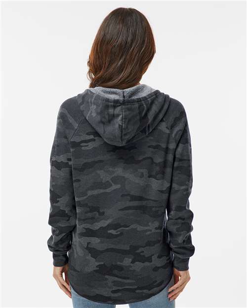 Independent Trading Co. PRM2500 Women?s Lightweight California Wave Wash Hooded Sweatshirt - Back view