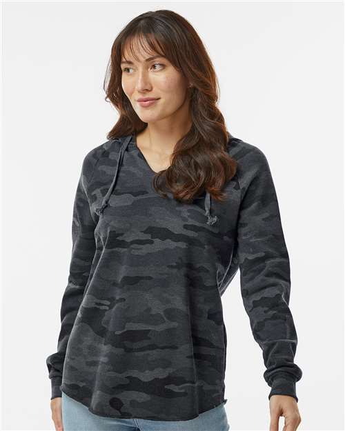 Independent Trading Co. PRM2500 Women?s Lightweight California Wave Wash Hooded Sweatshirt - Front view
