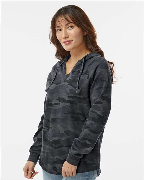 Independent Trading Co. PRM2500 Women?s Lightweight California Wave Wash Hooded Sweatshirt - Side view