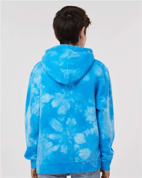Independent Trading Co. PRM1500TD Youth Midweight Tie-Dyed Hooded Sweatshirt - Back view