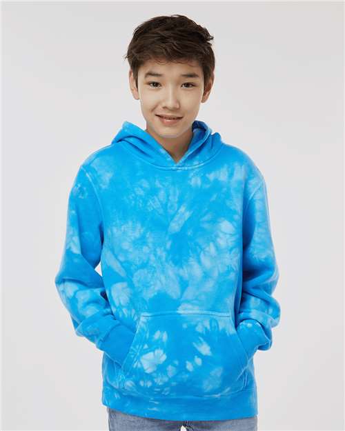 Independent Trading Co. PRM1500TD Youth Midweight Tie-Dyed Hooded Sweatshirt - Front view