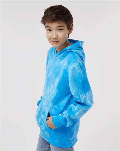 Independent Trading Co. PRM1500TD Youth Midweight Tie-Dyed Hooded Sweatshirt - Side view