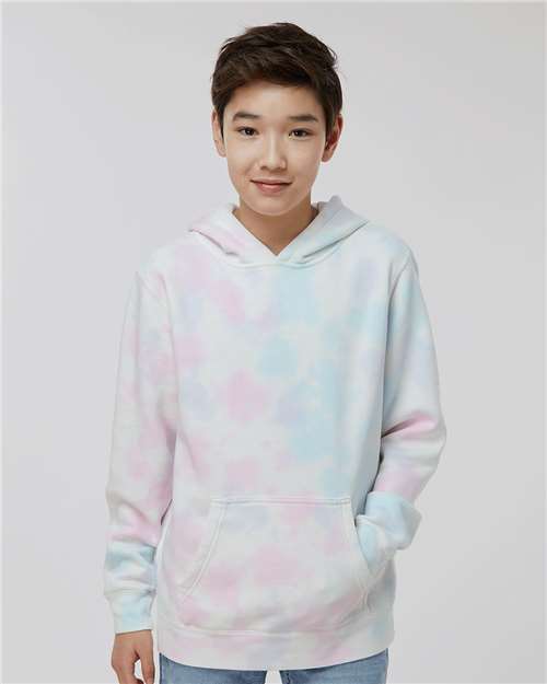 Independent Trading Co. PRM1500TD Youth Midweight Tie-Dyed Hooded Sweatshirt - Front view