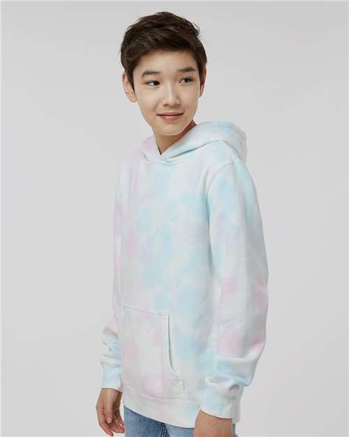 Independent Trading Co. PRM1500TD Youth Midweight Tie-Dyed Hooded Sweatshirt - Side view