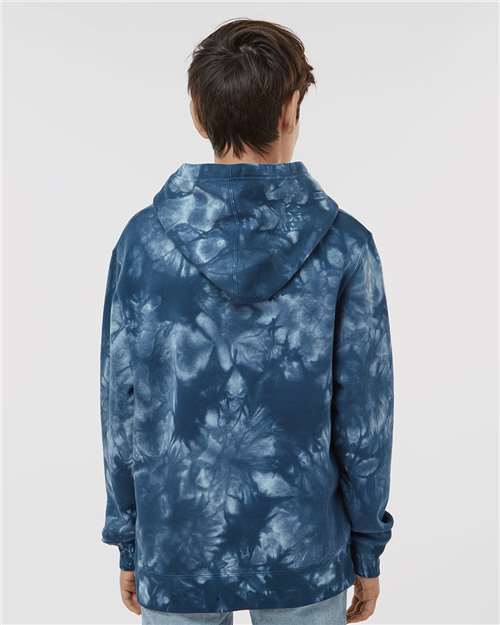 Independent Trading Co. PRM1500TD Youth Midweight Tie-Dyed Hooded Sweatshirt - Back view