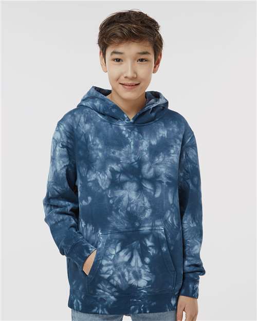 Independent Trading Co. PRM1500TD Youth Midweight Tie-Dyed Hooded Sweatshirt - Front view