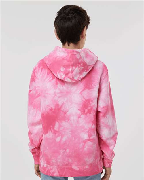 Independent Trading Co. PRM1500TD Youth Midweight Tie-Dyed Hooded Sweatshirt - Back view