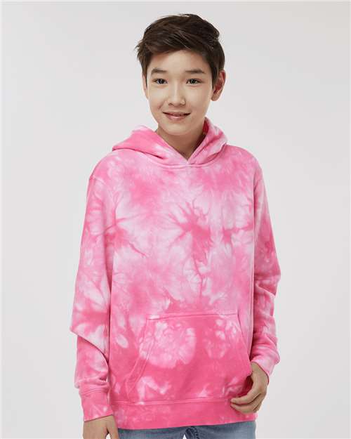 Independent Trading Co. PRM1500TD Youth Midweight Tie-Dyed Hooded Sweatshirt - Front view