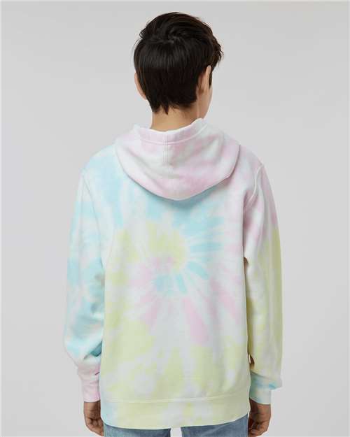 Independent Trading Co. PRM1500TD Youth Midweight Tie-Dyed Hooded Sweatshirt - Back view
