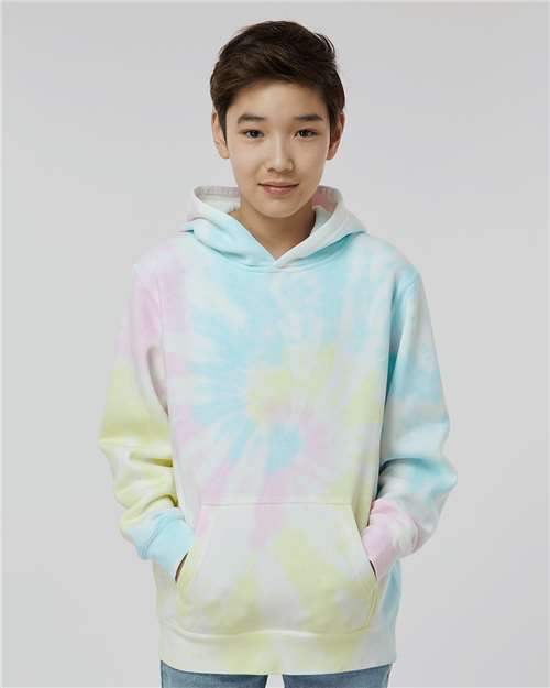Independent Trading Co. PRM1500TD Youth Midweight Tie-Dyed Hooded Sweatshirt - Front view