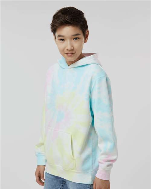Independent Trading Co. PRM1500TD Youth Midweight Tie-Dyed Hooded Sweatshirt - Side view