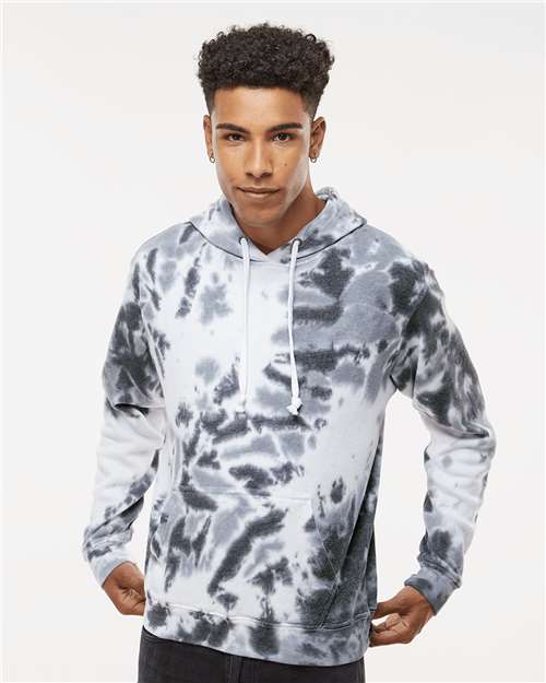 J. America 8861 Men's Tie-Dyed Fleece Hooded Sweatshirt - Front view