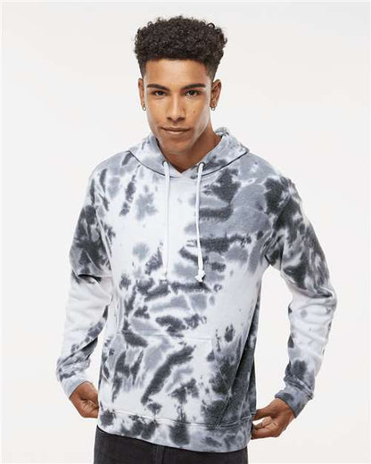 J. America 8861 Men's Tie-Dyed Fleece Hooded Sweatshirt - Front view