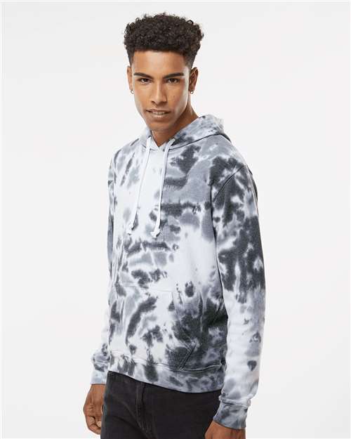 J. America 8861 Men's Tie-Dyed Fleece Hooded Sweatshirt - Side view