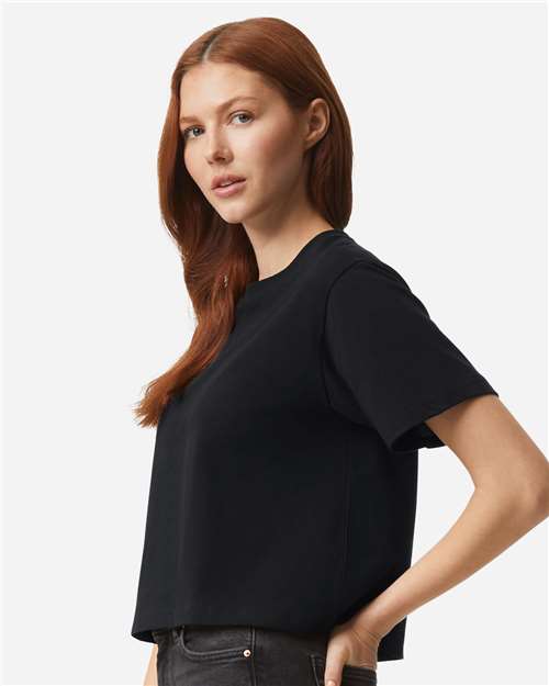 American Apparel 102 Women's Fine Jersey Mid-Length Boxy Tee - Side view