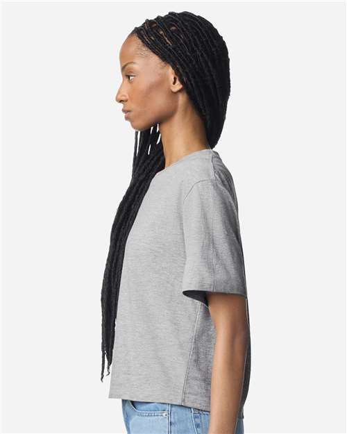 American Apparel 102 Women's Fine Jersey Mid-Length Boxy Tee - Side view