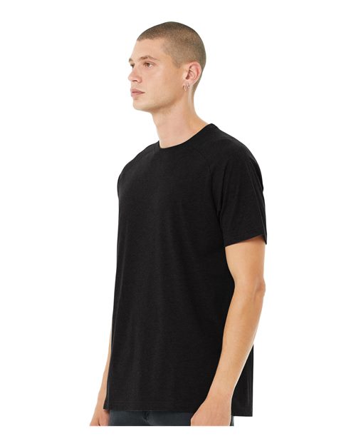BELLA  CANVAS 3201 Men's Heather CVC Raglan Tee - Side view