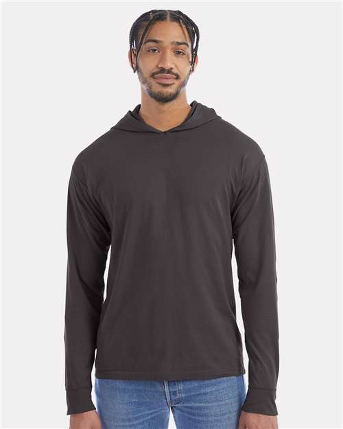 ComfortWash by Hanes GDH280 Unisex Garment-Dyed Jersey Hooded Long Sleeve T-Shirt - Front view