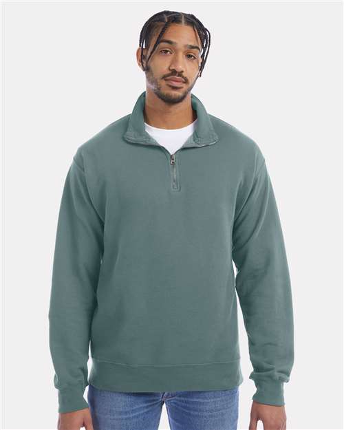 ComfortWash by Hanes GDH425 Unisex Garment-Dyed Quarter-Zip Sweatshirt - Front view