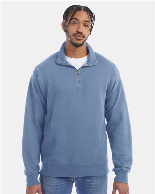 ComfortWash by Hanes GDH425 Unisex Garment-Dyed Quarter-Zip Sweatshirt - Front view