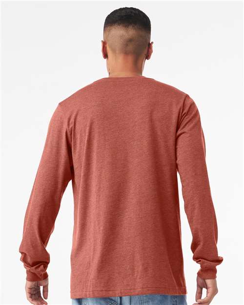 BELLA  CANVAS 3501CVC Heather CVC Long Sleeve Tee - Back view