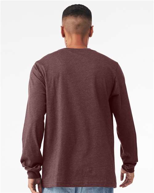 BELLA  CANVAS 3501CVC Heather CVC Long Sleeve Tee - Back view