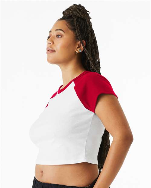 BELLA  CANVAS 1201 Women's Micro Rib Raglan Baby Tee - Side view