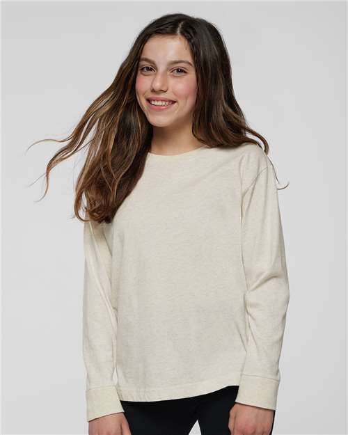 LAT 6201 Youth Fine Jersey Long Sleeve Tee - Front view