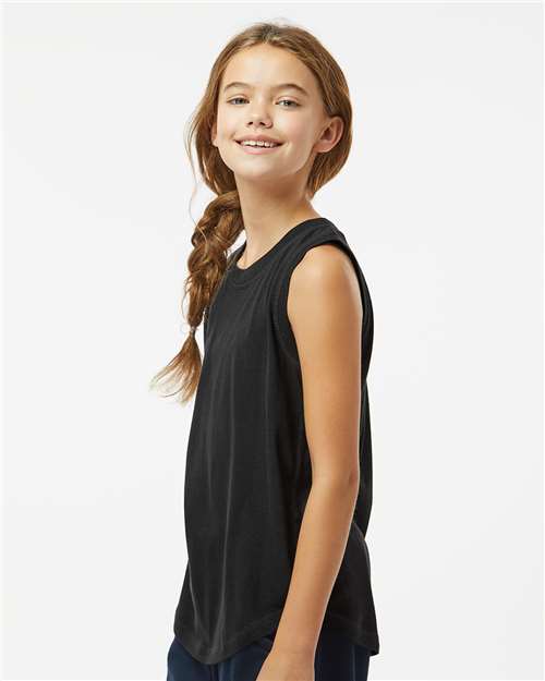 LAT 2692 Girls' Relaxed Fine Jersey Tank - Side view