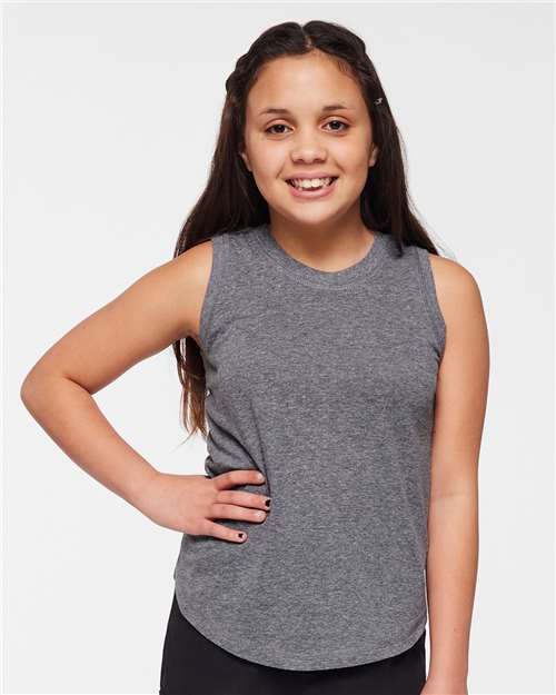 LAT 2692 Girls' Relaxed Fine Jersey Tank - Front view