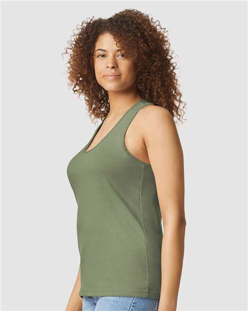 Gildan 64220LCVC Women's Softstyle? CVC Racerback Tank Top - Side view