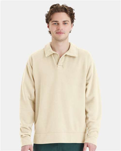 ComfortWash by Hanes GDH490 Unisex Garment-Dyed Polo Collar Sweatshirt - Front view