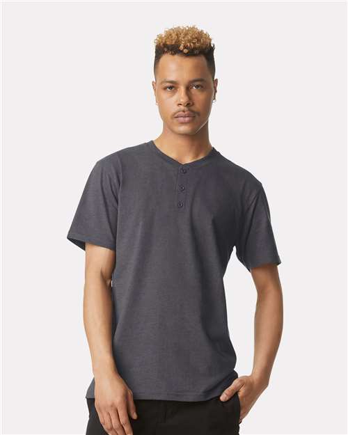 American Apparel 2004CVC Unisex CVC Henley Tee - Front view