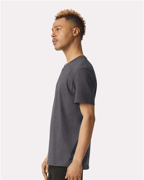 American Apparel 2004CVC Unisex CVC Henley Tee - Side view