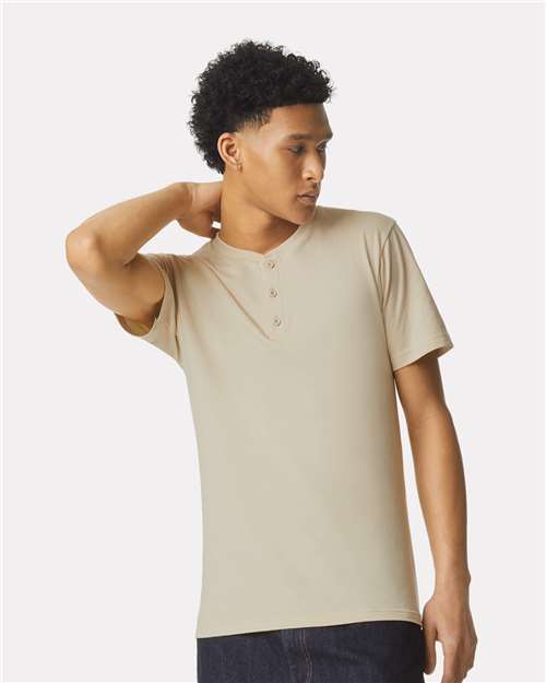 American Apparel 2004CVC Unisex CVC Henley Tee - Front view