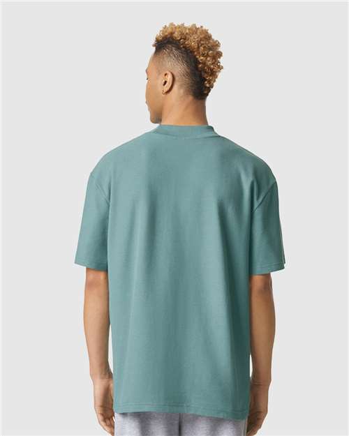 American Apparel 1PQ Unisex Pique Mock Neck Tee - Back view