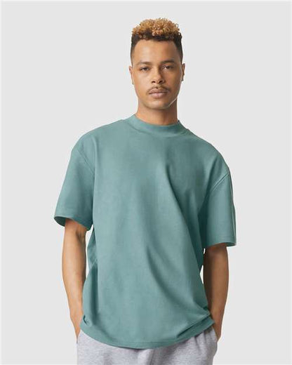 American Apparel 1PQ Unisex Pique Mock Neck Tee - Front view