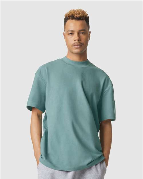 American Apparel 1PQ Unisex Pique Mock Neck Tee - Front view